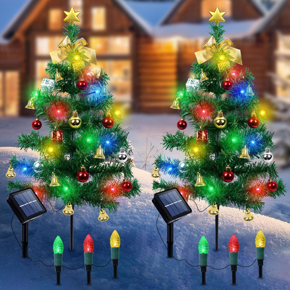 2-Pack Solar Christmas Tree Lights