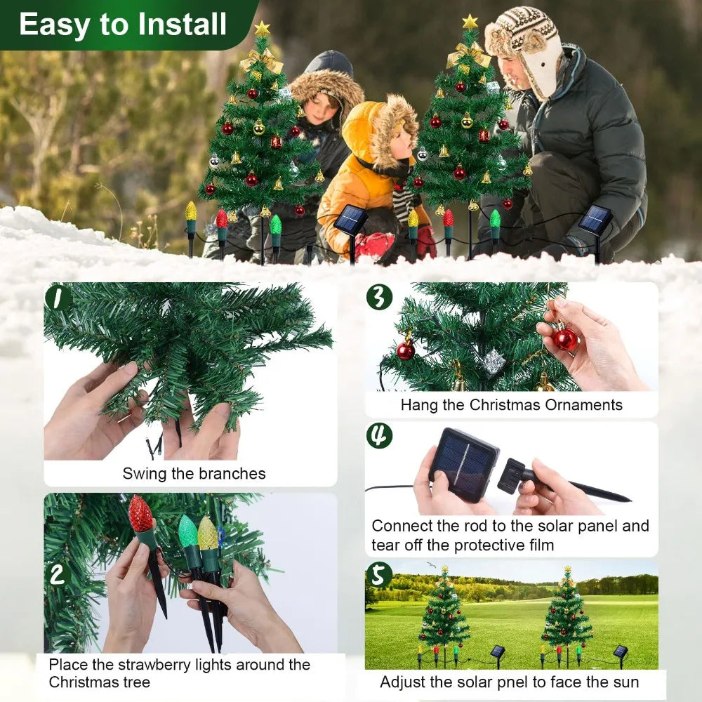 2-Pack Solar Christmas Tree Lights