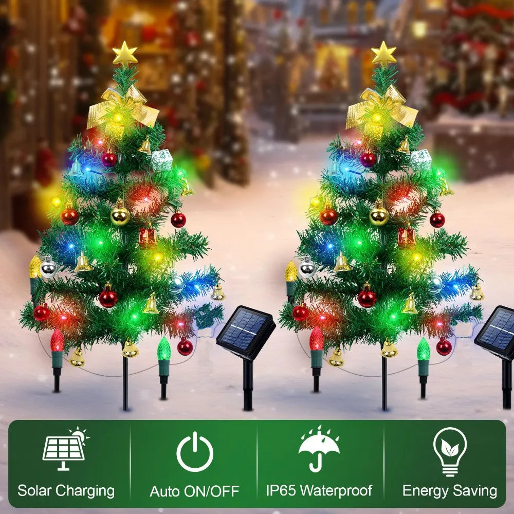 2-Pack Solar Christmas Tree Lights