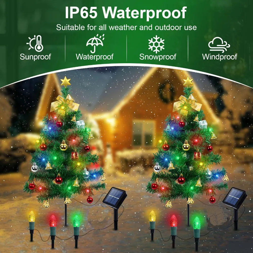 2-Pack Solar Christmas Tree Lights