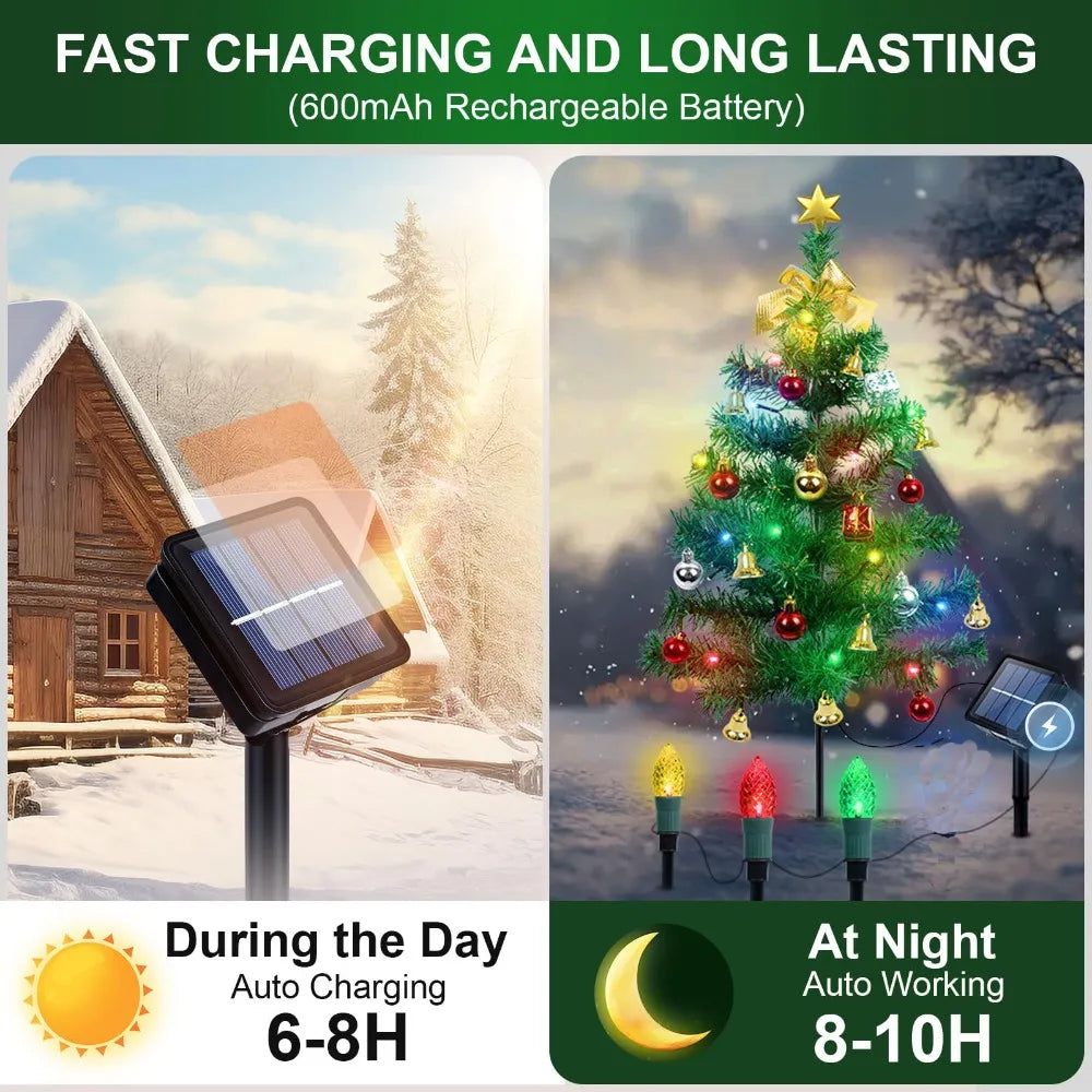 2-Pack Solar Christmas Tree Lights